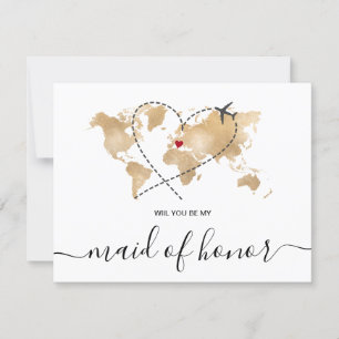 Carte du Monde L'or vous serez ma femme d'honneur