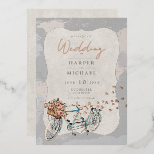 carte du monde mariage bicyclette en tandem