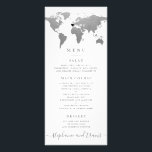Carte du monde moderne Silver Cartes Cartes de men<br><div class="desc">Une carte de voyage en argent et bleu carte du monde avec un coeur mobile et amovible pour que vous puissiez épingler votre lieu de mariage ou le thème de destination, ou le supprimer entièrement pour un thème de voyage global ou général. La couleur arrière - plan sur l'avant et...</div>