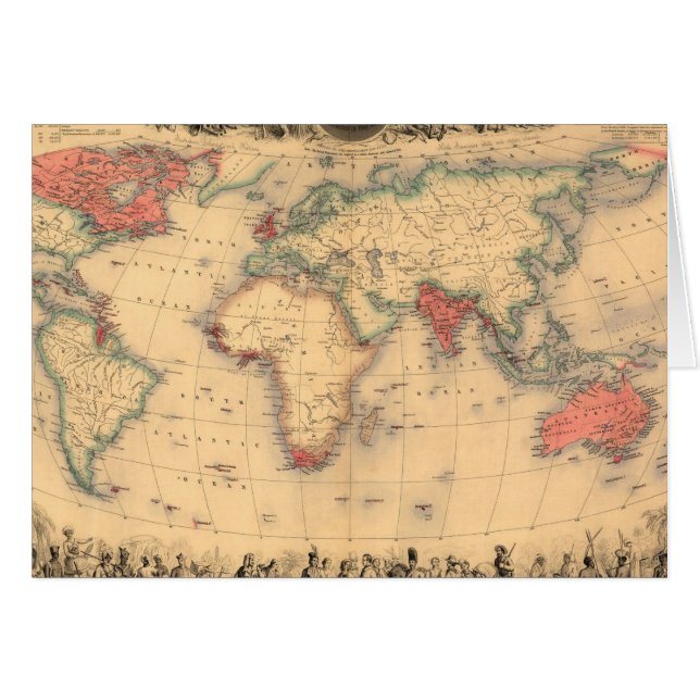 Carte du monde montrant l'Empire Britannique (Devant horizontal)