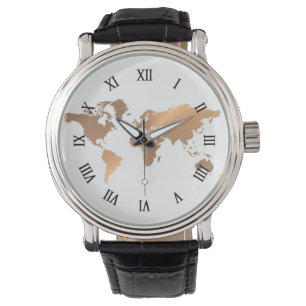 carte du monde - montre en cuivre