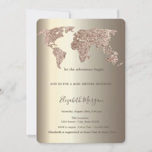 Carte du monde pailletée Confettis Baby Shower do