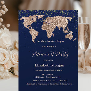 Carte du monde pailletée Confettis Bleu marine Ret