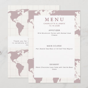 Carte du monde rose poussiéreuse pour mariage de d