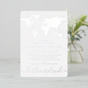 Carte du monde Silver Foil Blue Destination Mariag