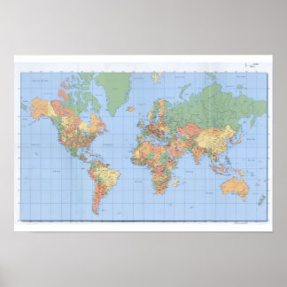 Carte du monde standard, affiche de la carte impri