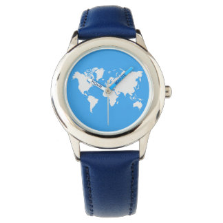 Carte du monde sur une montre-bracelet