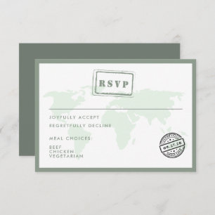 Carte du monde vert Date de mariage Timbre