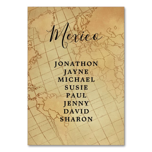 carte du monde vintage siège carte de table mariag (Par défaut)