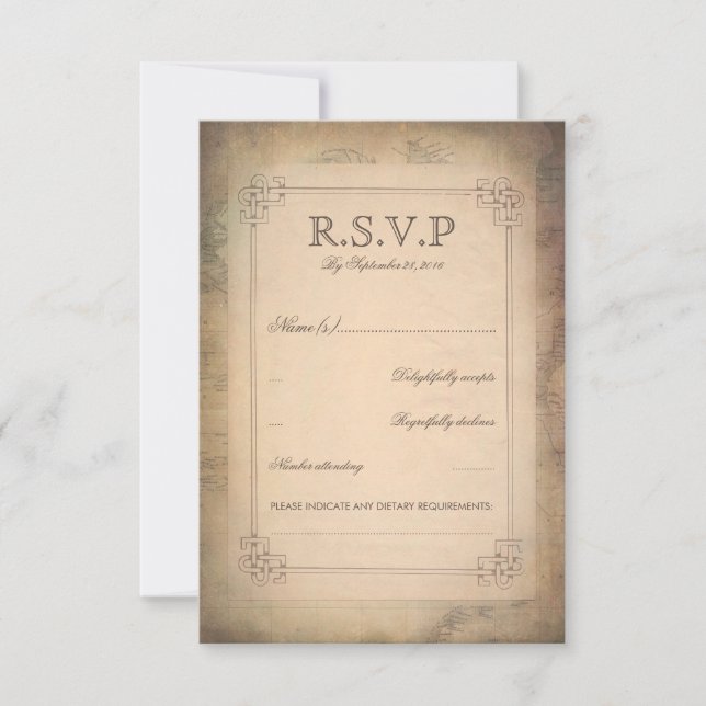 Carte du monde vintage Vieux mariage Cartes RSVP (Devant)