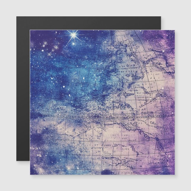 Carte du monde vintage violet céleste (14) (Devant / Derrière)