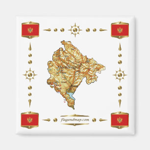 Carte du Monténégro + Magnet des drapeaux