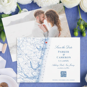 Carte du New Jersey d'Asbury Park Elégante Marine