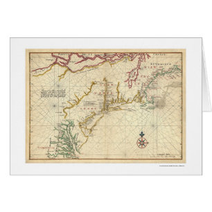 Carte du nord-est 1639 des Etats-Unis de côte