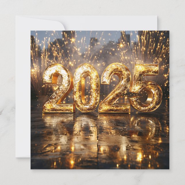 Carte du Nouvel An Sparkling Gold 2025 (Devant)