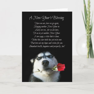 Carte du Nouvel An Super Mignonne avec Chien Husky