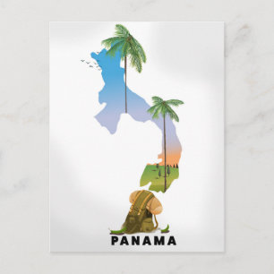 Carte du Panama Impression d'affiche illustrée de 