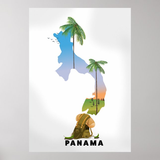 Carte du Panama Impression d'affiche illustrée de  (Devant)