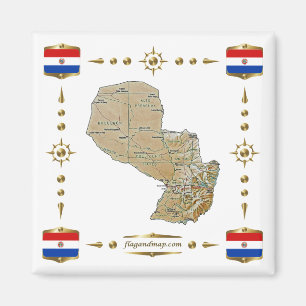 Carte du Paraguay + Magnet des drapeaux