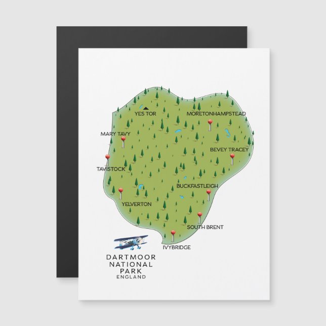 Carte du parc national de Dartmoor Angleterre (Devant / Derrière)