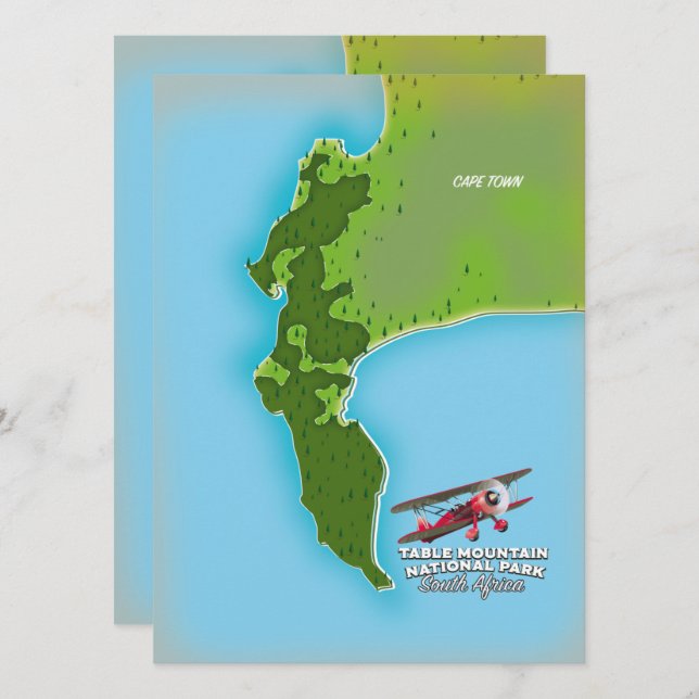Carte du parc national de Table Mountain en Afriqu (Devant / Derrière)