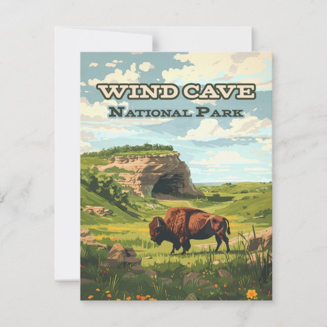 Carte du parc national Wind Cave Bison South Dakot (Devant)