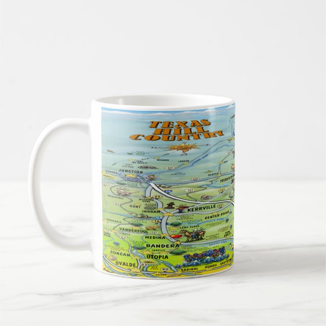 Carte du pays de TX Hill Carte du café Mug (Gauche)