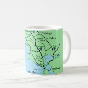 Carte du pays du vin Napa Sonoma Mug