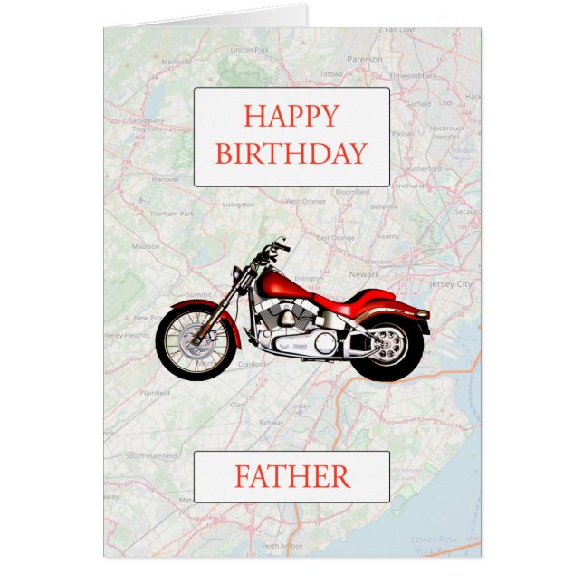 Carte du Père et Moto Anniversaire (Devant)