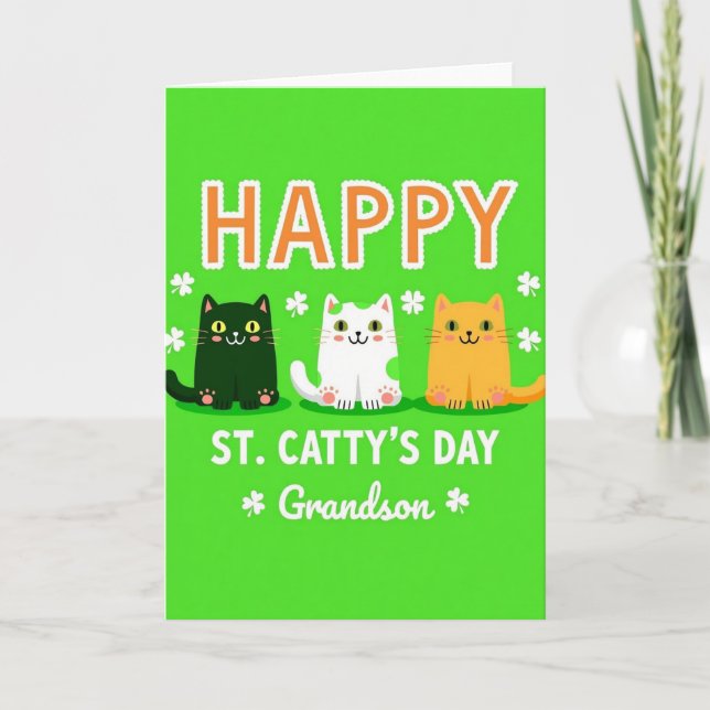 Carte du petit-fils Chats verts (Devant)