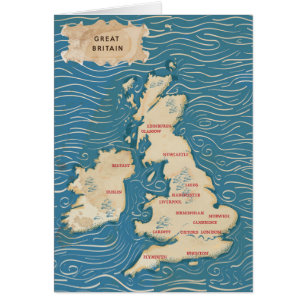 Carte du Poster vintage du Royaume-Uni