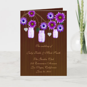 Carte du programme Country Rustic Purple Mason Jar