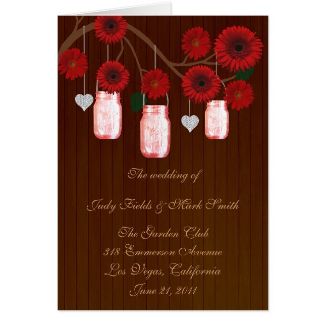 Carte du programme Country Rustic Red Mason Jars (Devant)
