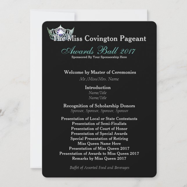 Carte du programme de bal Miss America Turquoise C (Devant)