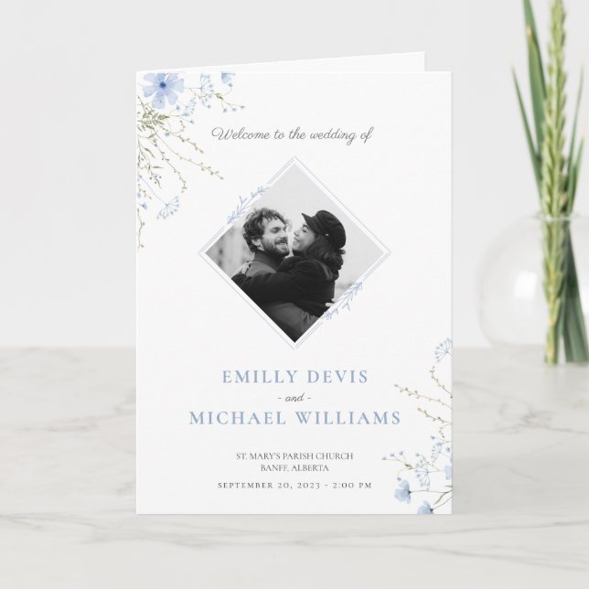 Carte du programme de cérémonie des Mariages fleur (Devant)