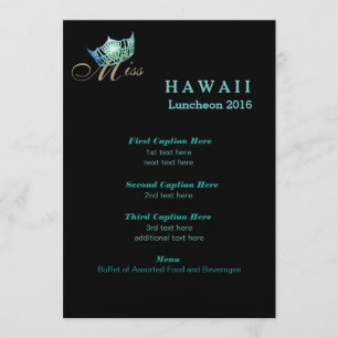 Carte du programme de déjeuner Miss America Black