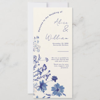 Carte du programme de mariage bleu Indigo