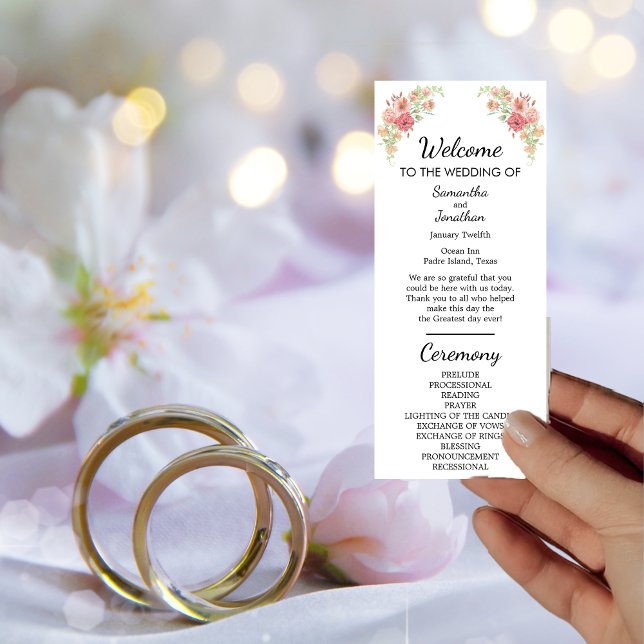 Carte du programme de mariage Boho blanc (Créateur téléchargé)