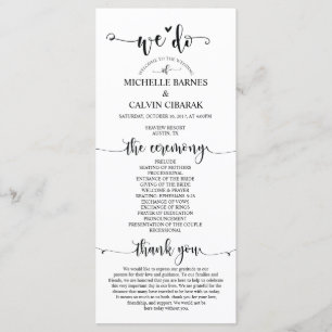 Carte du programme de mariage dans le thème de cal