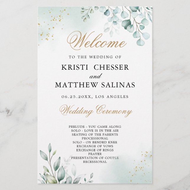 Carte du programme de mariage de cadre géométrique (Devant)