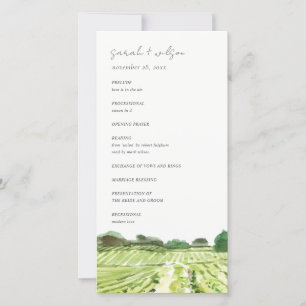 Carte du programme de mariage de vignoble Watercol