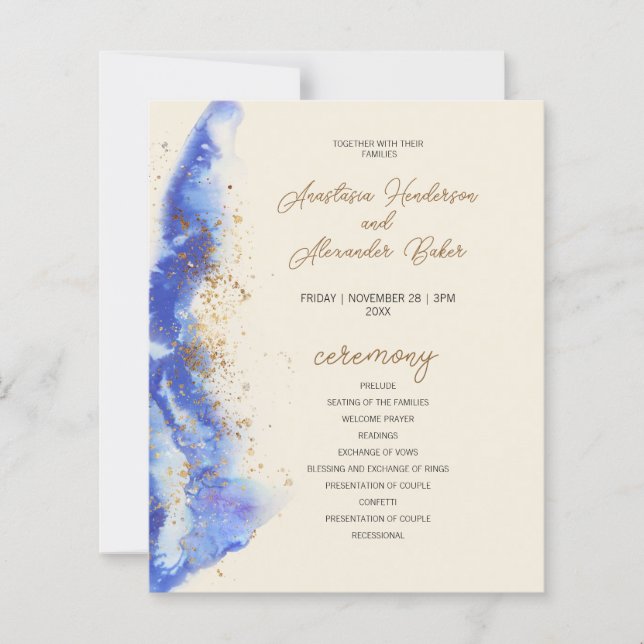Carte du programme de mariage élégant pour le budg (Devant)
