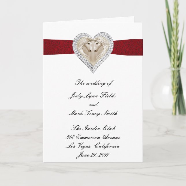 Carte du programme de mariage en dentelle rouge Un (Devant)