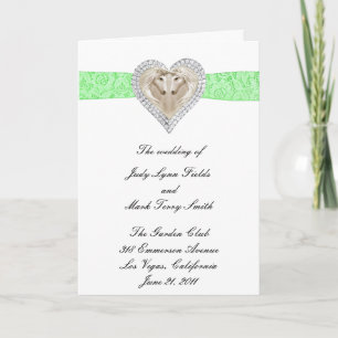 Carte du programme de mariage en dentelle verte Un