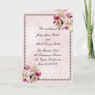 Carte du programme de mariage en marbre rose blanc