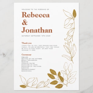 Carte du programme de mariage Gold Rust Leaf Terra