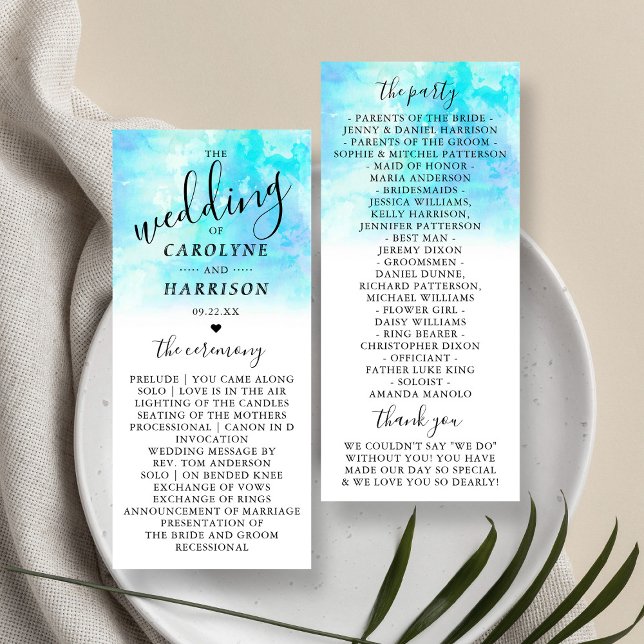 Carte du programme de mariage Ombre Watercolor - B (Créateur téléchargé)