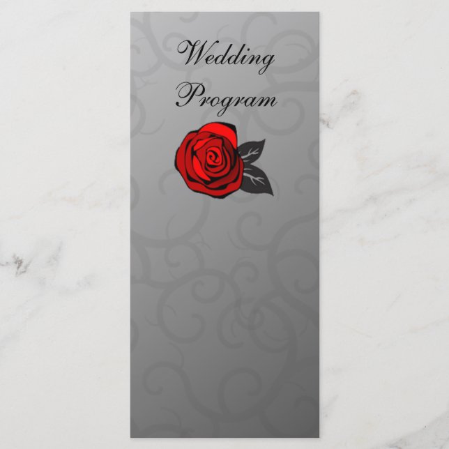 Carte du programme de mariage Rose enchantée (Devant)