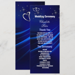 Carte du programme de mariage Royal Blue Diamonds/