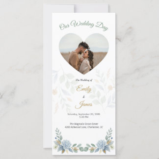 Carte du programme de mariage Sage Green Floral Wa